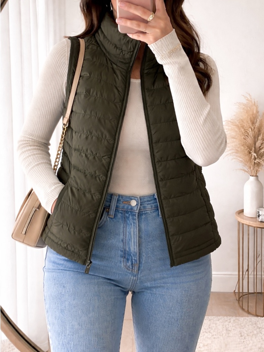 Quilted Olive Green Puffer Vest